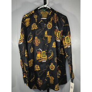 NWT Vintage Laure Ralph Lauren Black Shirt Military Rugby Polo Royal Crest sz 2X